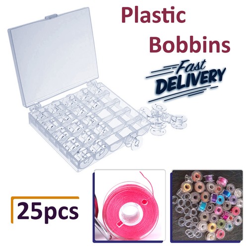 Clear plastic empty bobbins - plastic,